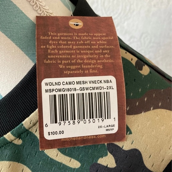 Golden State Warriors Mitchell and Ness Camo VNeck Jersey - Picture 5 of 8